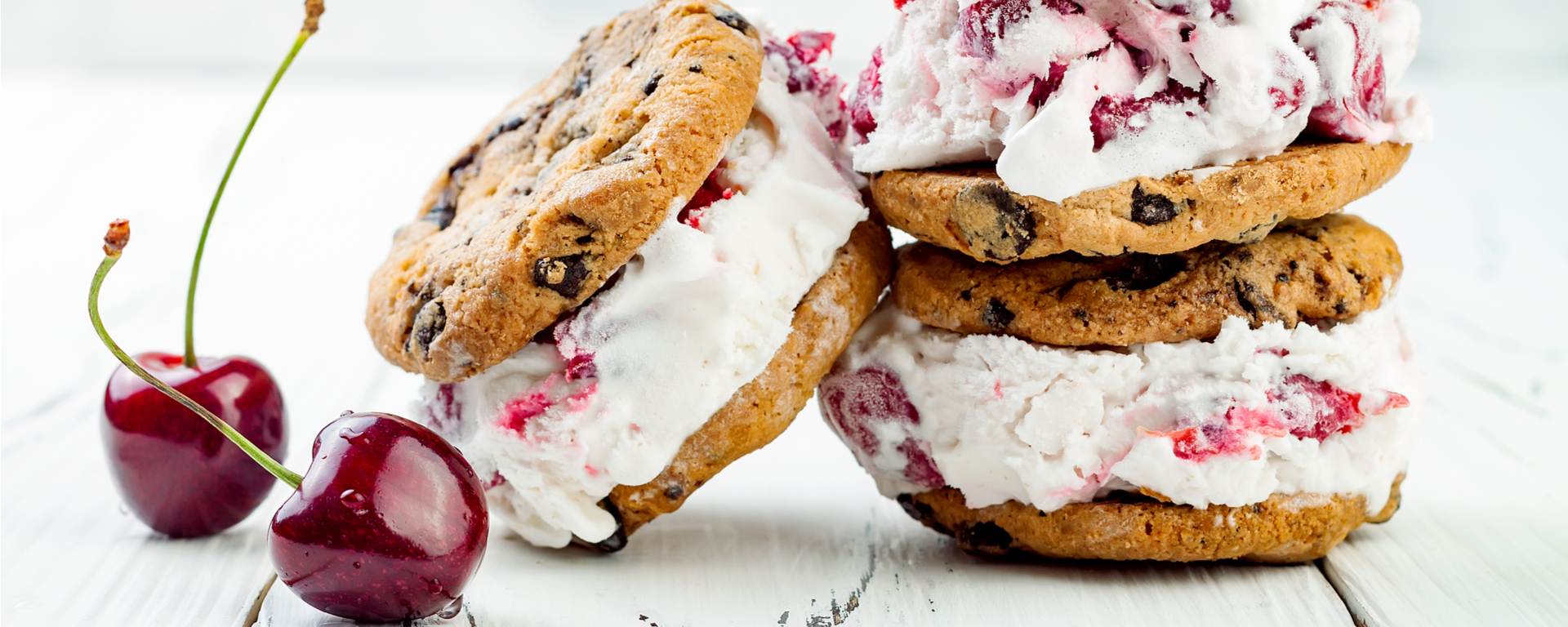 Photo for - Mini Chocolate Cherry Shortbread Ice Cream Sandwiches