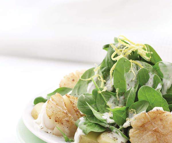 Photo of - Seared Scallops with Baby Spinach and Potatoes